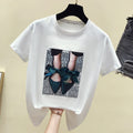 Women Summer Cotton White Black T-shirts