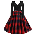 Black Swing Print Vintage Christmas Dress
