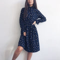 Winter Floral Women Elastic Waist Dress