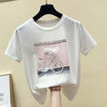 Female Summer White Cotton T-shirts