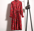 Winter Floral Women Elastic Waist Dress