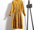 Winter Floral Women Elastic Waist Dress
