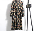Winter Floral Women Elastic Waist Dress
