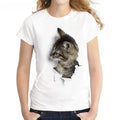 Women 3D Cat Print Casual T-shirt