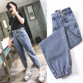 Oversize high waist jeans elastic