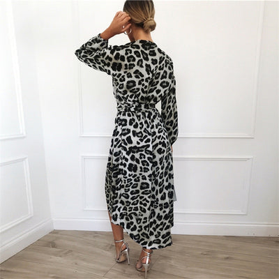 Leopard Long Sleeve Women Dress