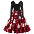 Black Swing Print Vintage Christmas Dress