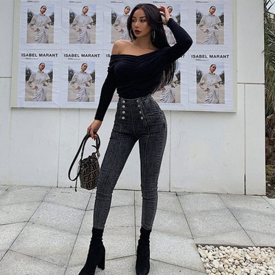 Women  elastic skinny jeans