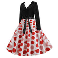 Black Swing Print Vintage Christmas Dress