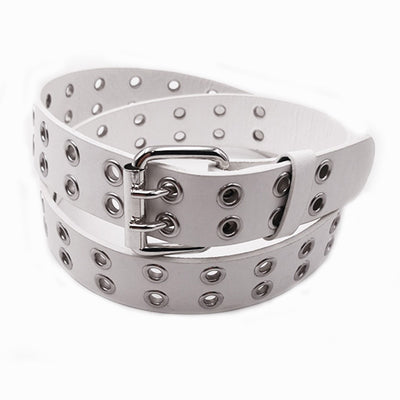 Women Adjustable Black Eyelet Belt