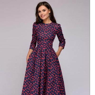 Women Elegant A-line Midi Dress