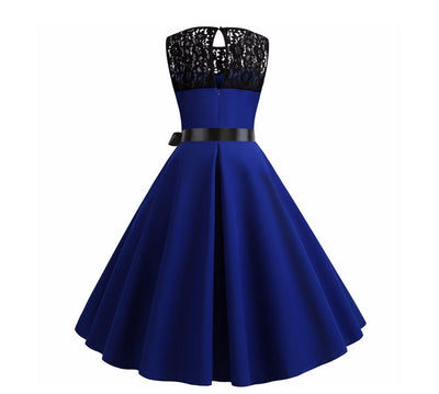 Blue Lace Patchwork Summer Dress Women