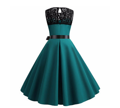 Blue Lace Patchwork Summer Dress Women