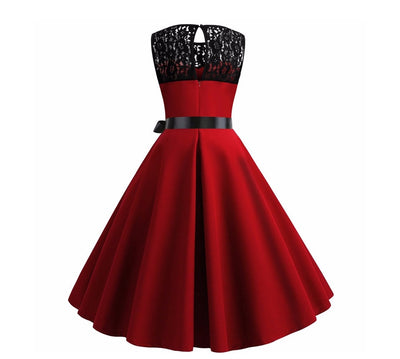 Blue Lace Patchwork Summer Dress Women