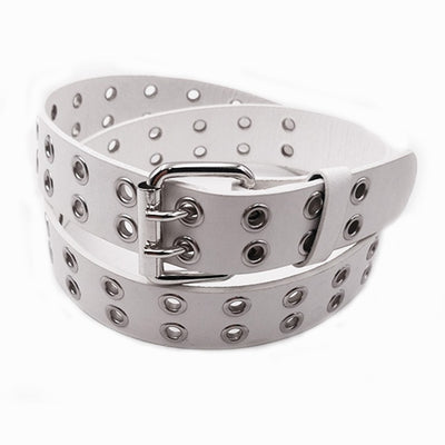 Women Adjustable Black Eyelet Belt