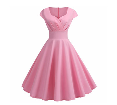 Pink Summer Dress Women  V Neck