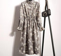 Winter Floral Women Elastic Waist Dress