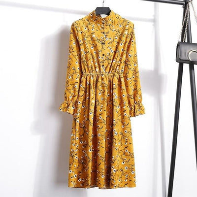 Winter Floral Women Elastic Waist Dress