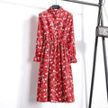 Winter Floral Women Elastic Waist Dress
