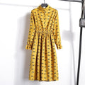 Winter Floral Women Elastic Waist Dress