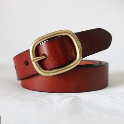 Leather Belts Female Gold Pin Buckle