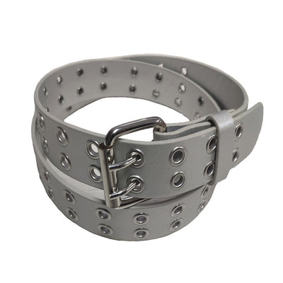 Women Adjustable Black Eyelet Belt