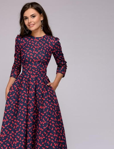 Women Elegant A-line Midi Dress