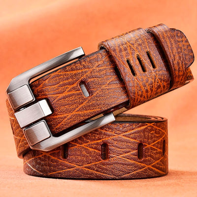 Men strap leather pin buckle belts