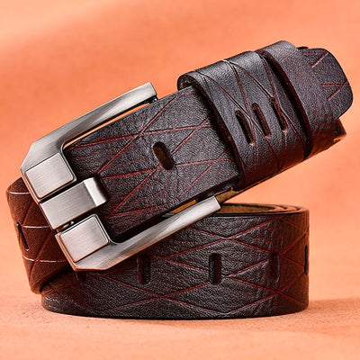 Men strap leather pin buckle belts