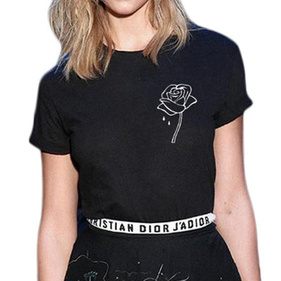T Shirt For Women Summer Rose Printed