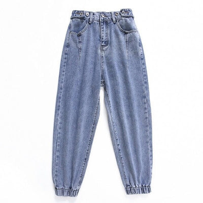 Oversize high waist jeans elastic