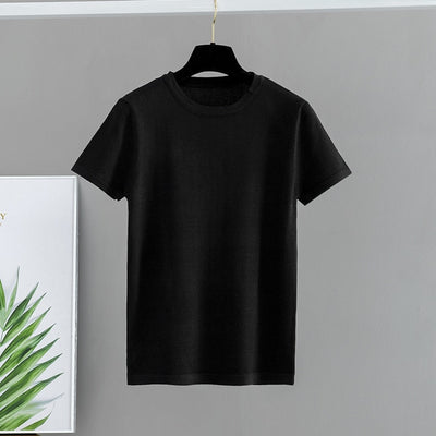 Cotton T Shirt Women Knitted Short Sleeves