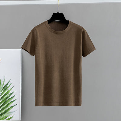 Cotton T Shirt Women Knitted Short Sleeves
