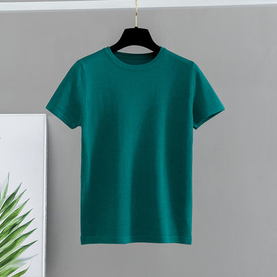 Cotton T Shirt Women Knitted Short Sleeves