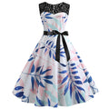Blue Lace Patchwork Summer Dress Women