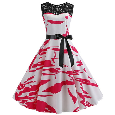 Blue Lace Patchwork Summer Dress Women