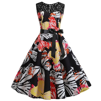 Blue Lace Patchwork Summer Dress Women