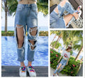 Women Ripped  Loose Thin Jeans