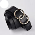 Women belt alloy double ring buckle