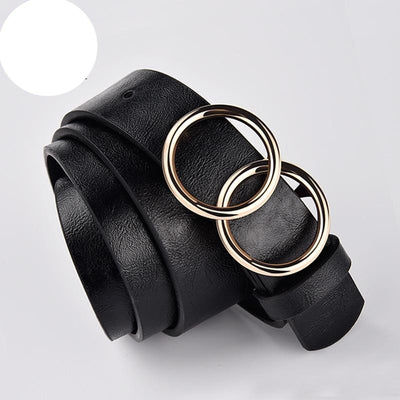 Women belt alloy double ring buckle