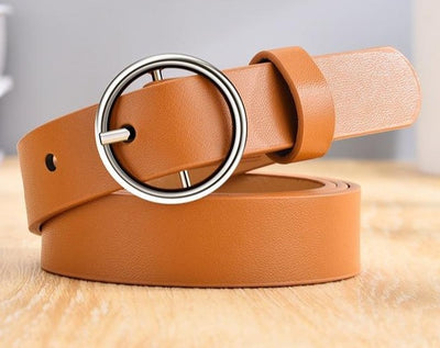 Women belt alloy double ring buckle