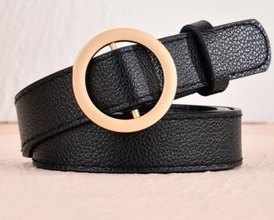 Women belt alloy double ring buckle