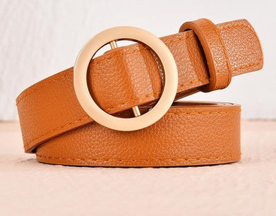 Women belt alloy double ring buckle