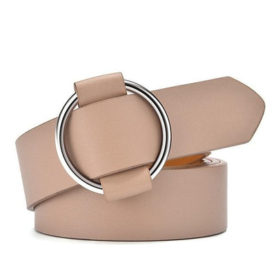 Women belt alloy double ring buckle