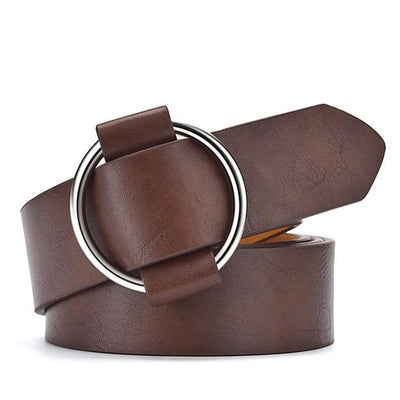 Women belt alloy double ring buckle
