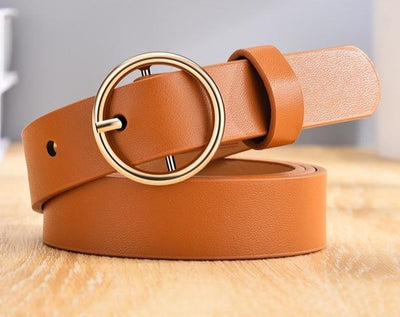 Women belt alloy double ring buckle