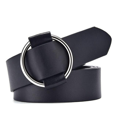 Women belt alloy double ring buckle