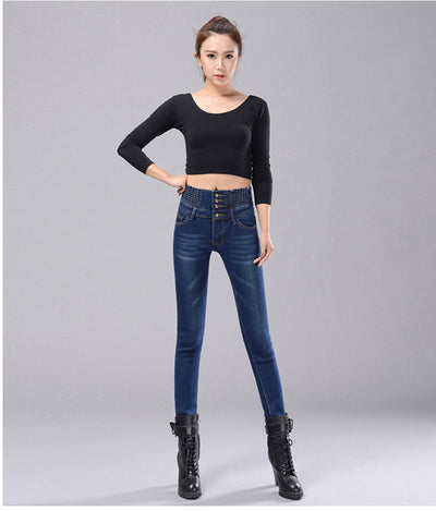 Women Winter Jeans Pants Fleece